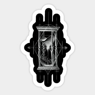 Classic Hour Glass with Sand and Ice with Geometrical Tattoo Design Sticker